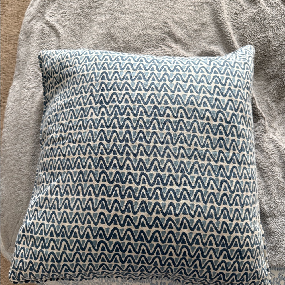 Navy and Cream Wave Pattern Accent Pillow
